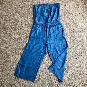 Loft Chambray Strapless Jumpsuit